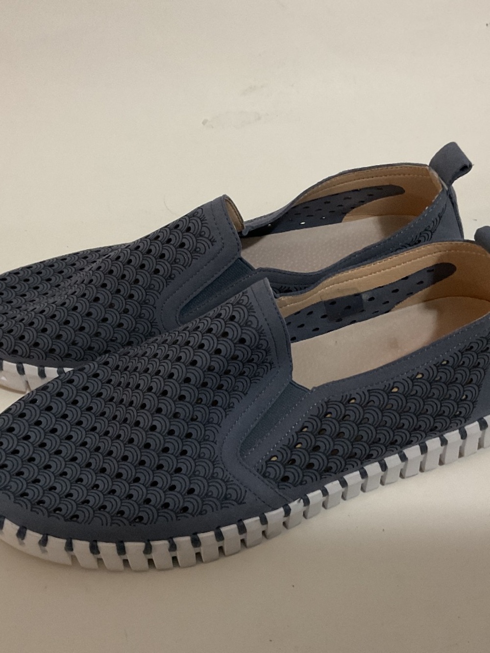Women’s Ilse Jacobsen Tulip 140 Laser Cut Blue/Grey Slip-on Flat, EU Size 42